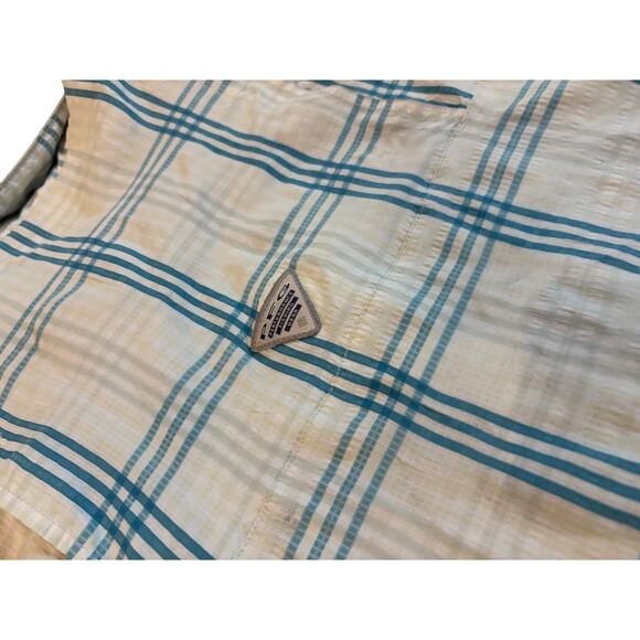 Columbia PFG Youth L 14/16 Short Sleeve Fishing Shirt Vented Plaid Button Front - Picture 2 of 6